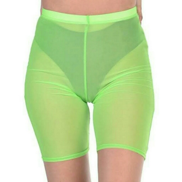 Neon Mesh 90's Biker Shorts layering sheer street - Picture 4 of 8